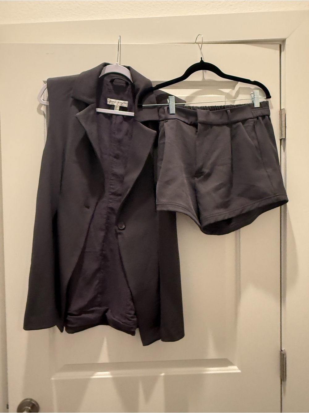 FreePeople Black Blazer & Shorts Matching Set | Size XS | Chic Tailored Suit Set
